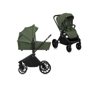 Carucior 2 in 1 Lionelo Mika Plus Cadru din aluminiu, Cu landou intarit si salteluta moale, Reversibil, Cu sistem de ventilatie 3D, Cu accesorii, Sarcina maxima 22 kg, Standard de siguranta EN1888-1 verde