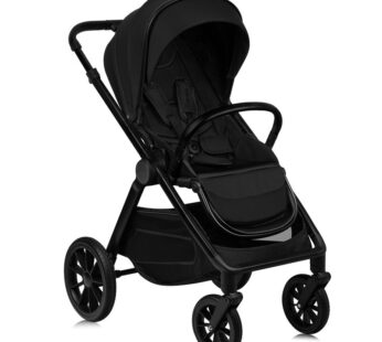 Carucior 2 in 1 Lionelo Layla Sarcina maxima 22 kg, Cadru aluminiu, Cu landou intarit si salteluta din spuma AirDots, Reversibil, Cu ventilatie 3D, Cu accesorii, Standard de siguranta EN1888-1 negru