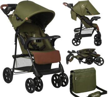 Carucior sport, Lionelo, Emma Plus, Cu tavita, 2 Suporturi pentru pahar, Geanta accesorii, Conform cu standardul european de securitate EN1888-1, Forest Green