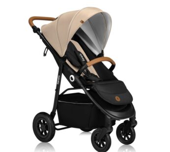 Carucior sport, Lionelo, Natt, De la nastere, Cu accesorii si capotina XXL reglabila, 0 – 22 kg, Conform cu standardele europene de securitate EN1888-1, EN1888-2, Bej