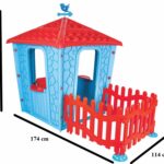 Casuta pentru copii Stone House Blue cu gardulet