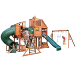 Complex de joaca din lemn Odyssey cu 3 tobogane si leagane 2 in 1 Kidkraft