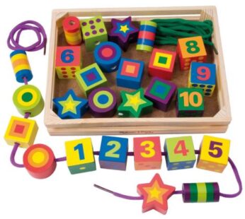 Joc De Insirat Din Lemn Cu Cifre, Montessori, Insira Margelele – Melissa&Doug 3775