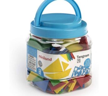 Joc educativ STEM Tangram 12 seturi colorate, 84 piese – Miniland