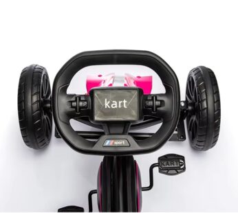 Kart pentru copii Nichiduta Performance Pink, structura metalica cu pedale si roti EVA, frana de mana pe rotile din spate, scaun reglabil in 4 pozitii, dimensiune 100 x 58 x 58.5 cm