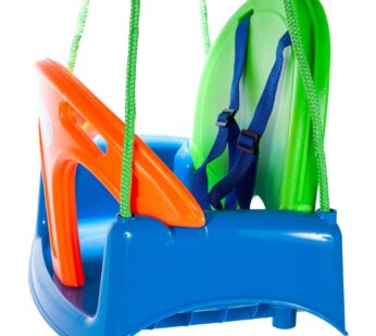 Leagan 3 in 1 pentru copii, cu Spatar si Bara de protectie detasabile, prevazut cu centura si Corzi de 100cm lungime 32 x 18 x 39.5 cm, Multicolor