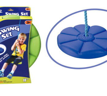 Leagan pentru copii, diametru disc 27.5cm, din plastic, funie 210 cm, Blue Flower