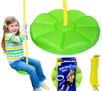 Leagan pentru copii, diametru disc 27.5cm, din plastic, funie 210 cm, Green Flower