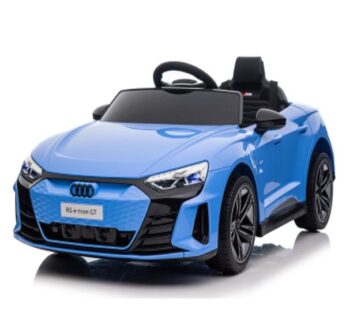 Masinuta electrica pentru copii RC Audi RS e-tron 12V albastru cu suspensii, muzica si centura siguranta