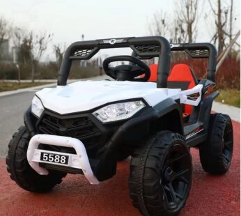 Masinuta electrica pentru copii Nichiduta 12V Off Road Race White cu telecomanda 2.4G,faruri cu lumini LED,sunete,muzica, 2 motoare x 35w,functie slow start,mufa USB,centura de siguranta