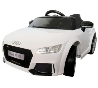 Masinuta electrica pentru copii Audi TT R-Sport Alb 70W cu scaun din piele, slow start, faruri si lumini led, unitate audio cu display, mufa Mp3 si Usb