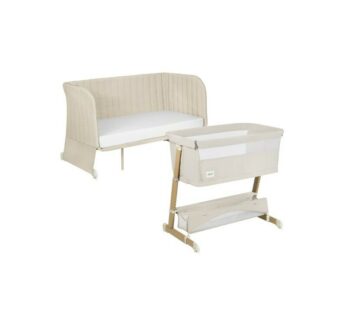Patut co-sleeper, Lionelo, Thomi Plus, 5 in 1, Multifunctional, Sustine pana la 9 kg ca patut, 15 kg tarc de joaca, 100 kg canapea, Inaltime reglabila in 7 pozitii, De la nastere pana la 4 ani, Cu 2 saltele din spuma T25, 94x70x77-93,5 cm, Bej