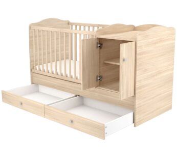 Patut copii transformabil din lemn cu 2 sertare Eva Maxi Kombi 120×70 cm natur