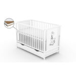 Patut cu sertar Vessanti Berta Girafa Alb + Saltea Cocos 10 cm