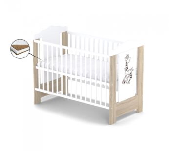 Patut fara sertar Vessanti Ella Stejar cu alb + Saltea Cocos 12 cm