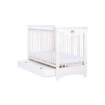 Patut pentru copii Laura cu sertar Alb + Saltea Cocos 8 Cm