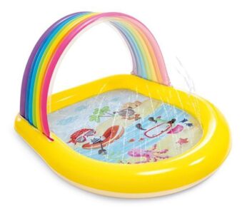 Piscina gonflabila copii, Intex, Rainbow multicolor, 147 x 130 x 86 cm, 57156