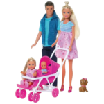 Set Simba Steffi Love Welcom Surprise Family papusa Steffy 29 cm, papusa Kevin 29 cm, papusa Evi 12 cm si accesorii