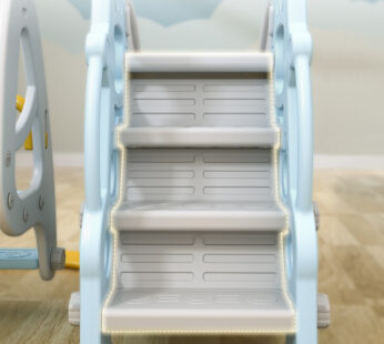 Spatiu de joaca 3in1 Nichiduta Garden Astronaut Blue cu tobogan, leagan cu bara de protectie detasabila, jucarie muzicala, cos de baschet si minge inclusa