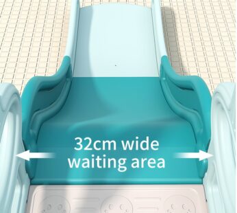 Spatiu de joaca pentru copii Nichiduta Garden Tower Blue interiorexterior 3in1 cu tobogan, leagan cu bara de protectie detasabila, jucarie muzicala, cos de baschet si mingie inclusa