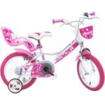 Bicicleta copii 4-6 ani, 16 inch, Little Heart Alb Si Roz, Dino Bikes DB164RN05LHWP