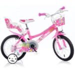 Bicicleta copii 4-6 ani, 16 inch, Pentru Fetite Roz, Dino Bikes DN166RN
