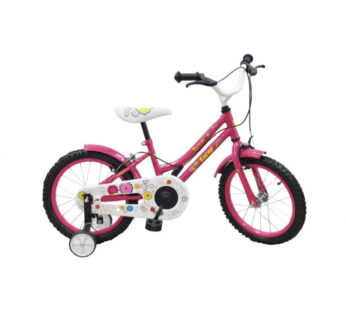 Bicicleta pentru copii Novokids My first Bike Roz, roti 16 inch, greutate admisa 35 kg, cadru din otel, roti ajutatoare, ghidon reglabil pe inaltime