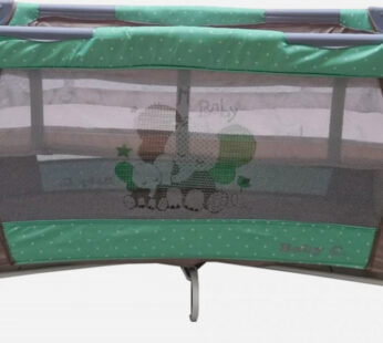 Patut pentru copii Baby Care PRO FMG Maro Verde 120×60 cm, Pliabil, 2 Niveluri de inaltime, Cu geanta transport inclusa, Plasa insecte