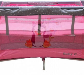 Patut pentru copii Baby Care PRO FMG Roz 120×60 cm, Pliabil, 2 Niveluri de inaltime, Cu geanta transport inclusa, Plasa insecte