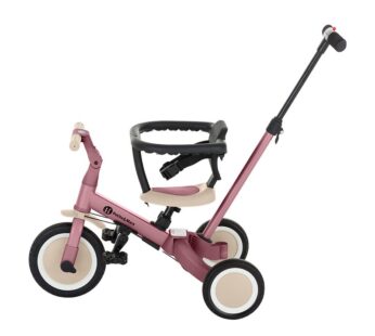 Tricicleta pentru copii PetiteMars Turbo Dusty Rose 5 in 1 Multifunctionala, Vehicul de impins, Bicicleta cufara pedale, Cu maner de ghidaj, Detasabil, Roti din cauciuc, Pana la 25 kg, 1.5-5 ani