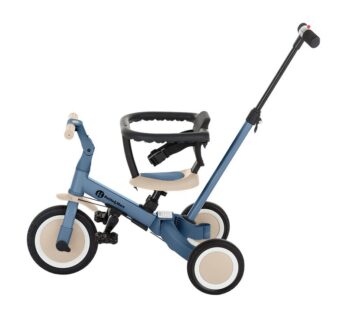 Tricicleta pentru copii PetiteMars Turbo Ocean Blue 5 in 1 Multifunctionala, Vehicul de impins, Bicicleta cufara pedale, Cu maner de ghidaj, Detasabil, Roti din cauciuc, Pana la 25 kg, 1.5-5 ani