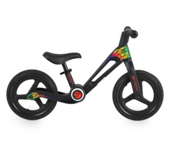 Bicicleta de echilibru fara pedale pentru copii Byox Foldy Black, Design pliabil, Roti 12 inch din PU rezistent, Sezut ergonomic reglabil, Manere confortabile antiderapante, Varsta recomandata 2ani+