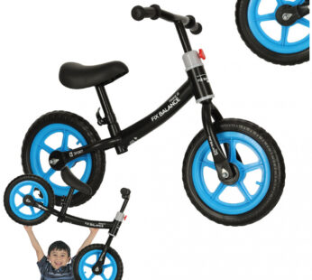 Bicicleta de echilibru fara pedale pentru copii, Ikonka, cu Ghidonul si Saua reglabile in inaltime, greutate redusa 1.8 kg, Trike Fix Balance Blue