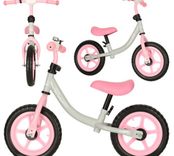 Bicicleta de echilibru fara pedale pentru copii, Ikonka, cu ghidonul si saua reglabile in inaltime, greutate redusa 1.8 kg, Trike Fix Balance pink