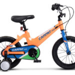 Bicicleta pentru copii Carpat PRO C16122B PortocaliuAlbastru, roti 16 inch, inaltime 100-115 cm, greutate suportata 50 kg