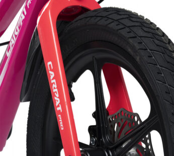 Bicicleta pentru copii Carpat PRO C16144B 16 inch FucsiaRoz 4-6 ani Cadru aluminiu cu Suspensie, Frane mecanice disc, Aparatoare lant, Janta Magneziu, Aparatori noroi fataspate, Sonerie
