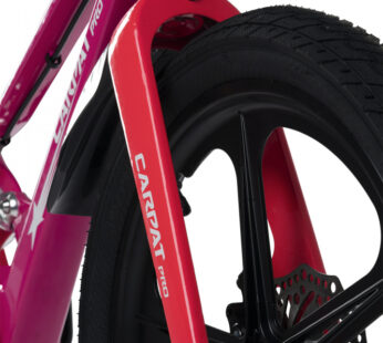 Bicicleta pentru copii Carpat PRO C18144B 18 inch FucsiaRoz 5-7 ani Cadru aluminiu cu Suspensie, Frana spate tambur, frana fata V-Brake, Aparatoare lant, Janta Magneziu, Aparatori noroi fataspate, Sonerie