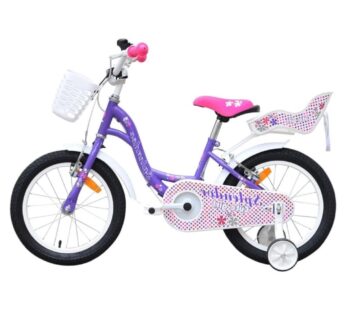 Bicicleta pentru copii Novokids SplendOr Boom PRO Edition Mov, Cosulet pentru papusi, Roti 14 inch, Greutate admisa 50 kg, Cadru din otel, Roti ajutatoare detasabile, Ghidon reglabil pe inaltime