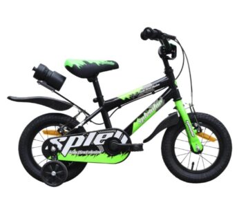 Bicicleta pentru copii Novokids SplendOr Boom Pro Edition Verde Cu bidon pentru apa, Roti 12 inch, Greutate admisa 50 kg, Cadru din otel, Roti ajutatoare detasabile, Ghidon reglabil pe inaltime