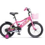 Bicicleta pentru copii Rich Bike R1405A RozAlb, roti 14 inch, frana fata V-Brake, frana spate tambur, roti ajutatoare, greutate utilizator 40 kg