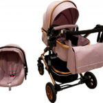 Carucior pentru copii Baby Care Pro 531 Gri 3 in 1 Transformabil, Cadru Aluminiu, Amortizoare, Roti din cauciuc, Spatar reglabil 3 trepte, Plasa insecte, Geanta