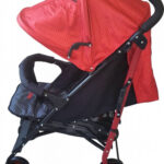 Carucior pentru copii Baby Care Pro 803B Rosu cu imprimeu, pliere tip umbrela, Sport, Spatar reglabil in 7 trepte, Pozitie somn, Amortizoare, Cadru din aluminiu