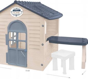 Casuta de joaca de exterior pentru copii cu masuta si scaunel Mochtoys Gri 120 x 175 x 120,5 cm