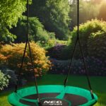 Leagan tip cuib pentru copii Neo-Sport cu cadru din otel, material impermeabil 600D PE Oxford,greutate suportata 150kg Swingo 100 cm Verde