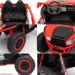 Masinuta electrica de teren pentru 2 copii Nichiduta UTV 4x4 Red, telecomanda 2.4G,acumulator 12V10Ah,4 motoare,roti late din cauciuc EVA,scaun din piele,suspensii,faruri cu lumini LED,mufa USB,MP3,Bluetooth,120x81x65cm