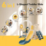 Spatiu de joaca pentru copii 3in1 Nichiduta Garden, de interiorexterior, cu platforma, tobogan, leagan cu bara de protectie detasabila, jucarie muzicala, cos de baschet, dimensiune 170 x 145 x 110 cm, Blue