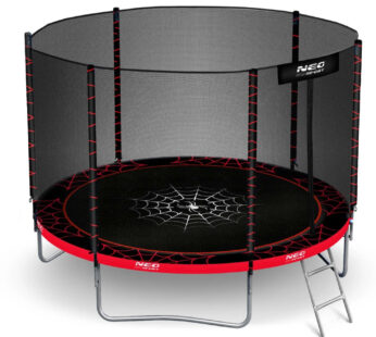 Trambulina de gradina pentru copii Neo-Sport Spider 183cm 6ft, cu Scara si Plasa exterioara, Stalpi metalici cu protectie din burete, Intrare cu fermoar si catarama, Covoras impermeabil flexibil