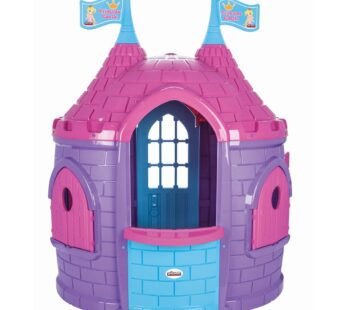 Casuta de gradina pentru copii Pilsan Castelul Printesei MovRoz, design realist, Instalare usoara, utilizare interiorexterior,plastic rezistent UV, usa si ferestre functionale, 168x125x129 cm