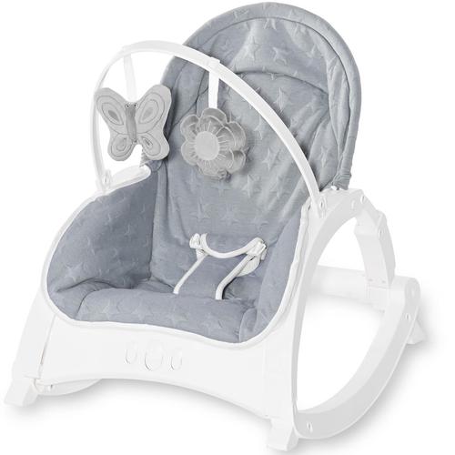 Fotoliu balansoar Lorelli Alex Silver Blue Stars, cu masuta, vibratii si muzica, Albastru