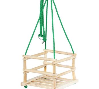 Leagan pentru copii, cadru lemn cu 4 laturi, corzi suspendare solide, 34×34 cm